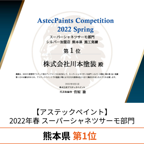 【アステックペイント】2022年春 スーパーシャネツサーモ部門 熊本県 第1位